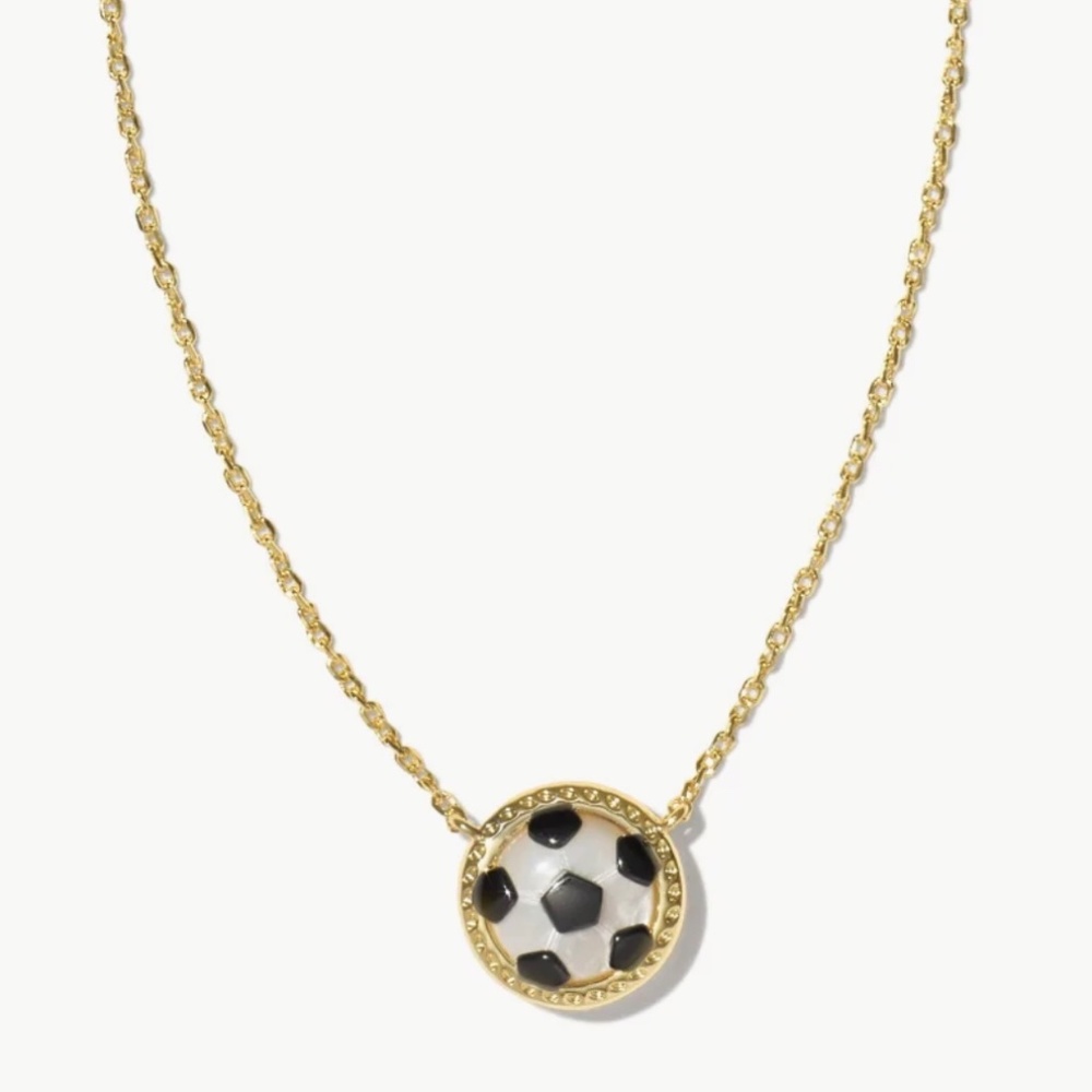 Kendra Scott Soccer Gold Short Pendant Necklace in Ivory Mother-of-Pearl